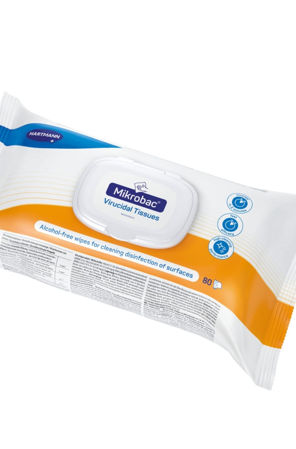 Mikrobac Virucidal Tissues – Alkoholfreie Desinfektionstücher (80 Stück)